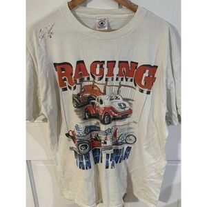 Vintage Delta Tag NASCAR Tshirt‎ With #41 Steve Grissom Autograph